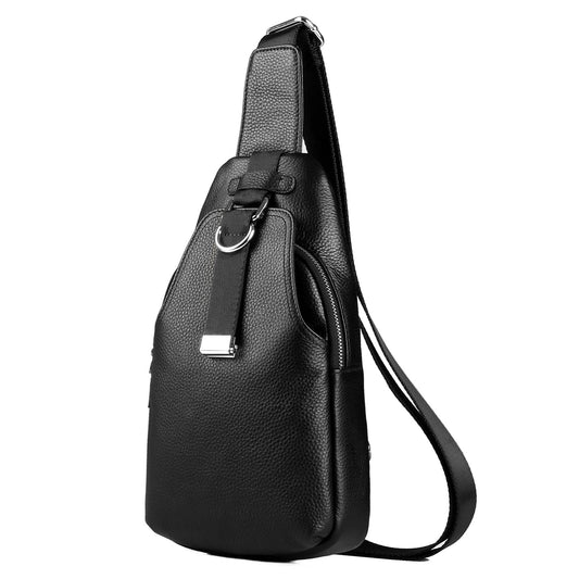 DK86 Leather Sling Backpack Chest Crossbody Shoulder Bag Travel Daypack for Men Women